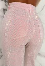 Ultimate Sparkle Pink Straight Leg Stretch Diamante Jeans And Top